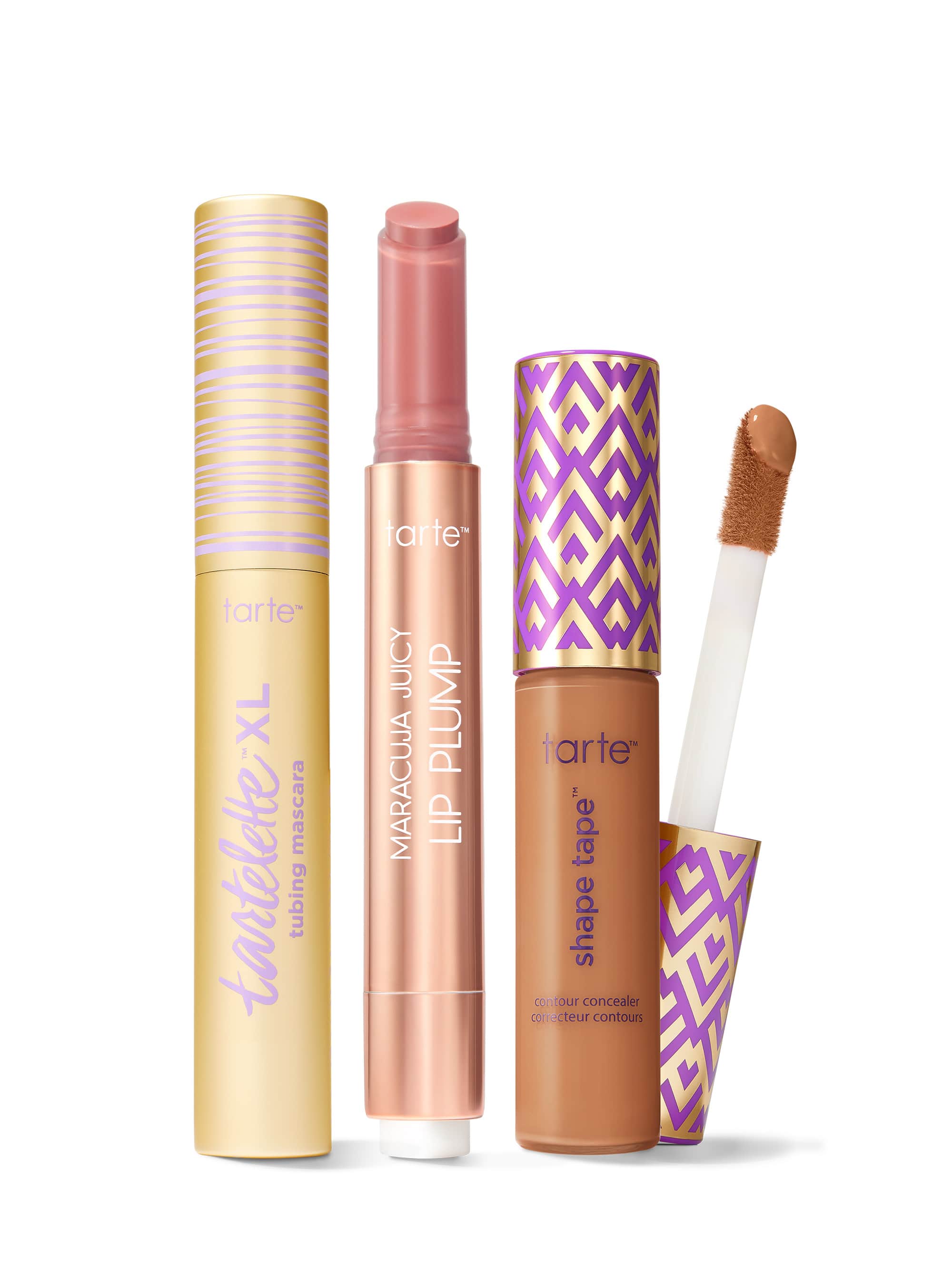 tarte™ shape tape concealer, XL tubing mascara and maracuja juicy lip plump trio